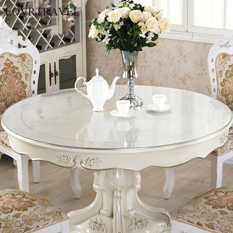 Thickened round PVC table cover protection pad desk mat soft glass meal transparent top tablecloth plastic outdoor mat