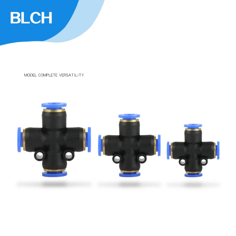 BLCH 4 Way Cross Shape Equal Pneumatic 8mm 10mm 6mm 4mm 12mm OD Hose Tube Push In PZA Air Splitter Gas Connector Quick Fitting