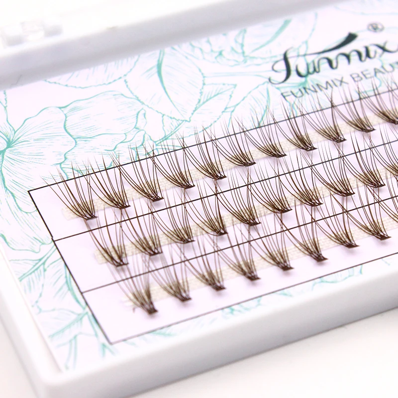 New Brown Natural Eyelash 10D Colorful Soft Premade False Eyelash Cluster Faux Mink Fan Volume Lashes Extension