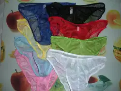 men's gauze transparent briefs mesh breathable panties