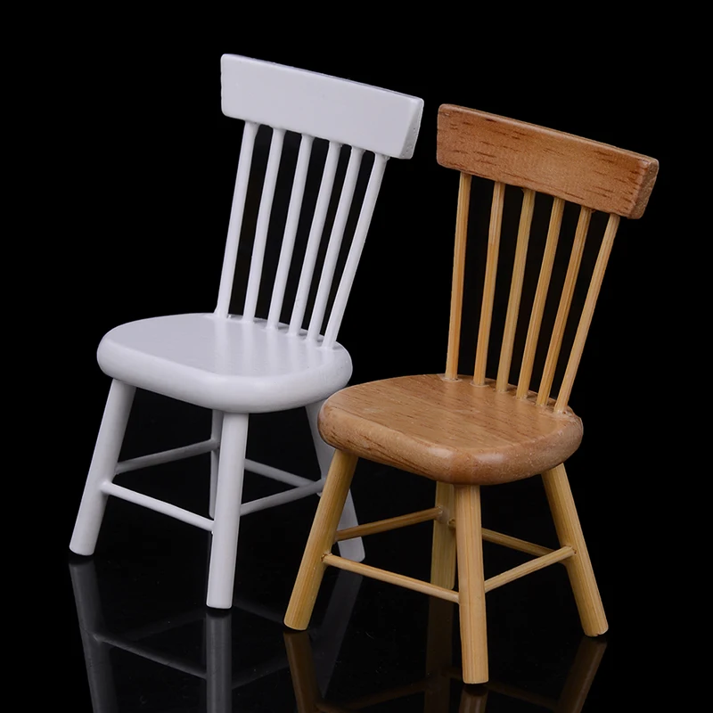 1.7 x 1.4 x 3.1 inch 1/12 Dollhouse Miniature Dining Furniture Wooden Chair High Chair Exquisite Collection for Dolls Play House