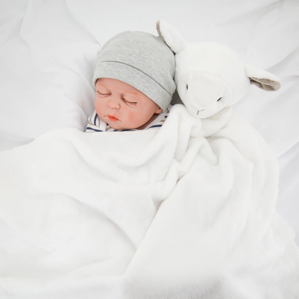 Kavkas Baby Blanket White Sheep One Layer Plush Animal Toy Educational Bedding Coral Fleece Swaddle New Born Baby Birthday Gift