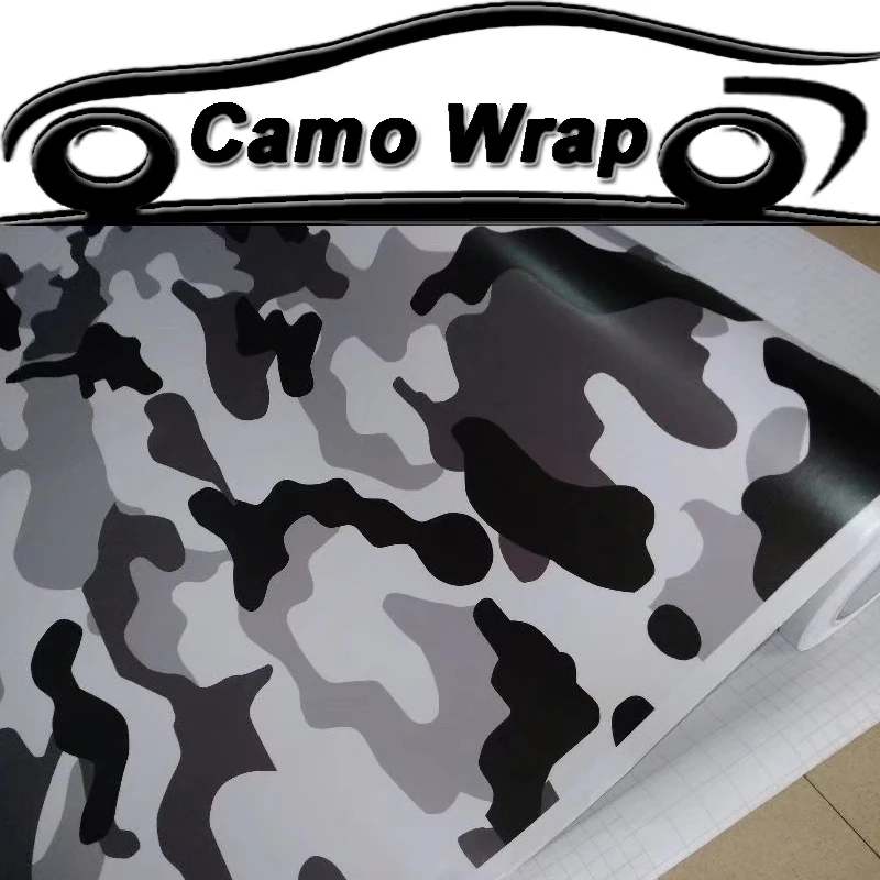 

Black Grey Vinyl Film Camouflage Wrap Foil With Air Bubble Free Vehicle Car Motorcycle Outboard Decal Sticker Wrapping ORINO