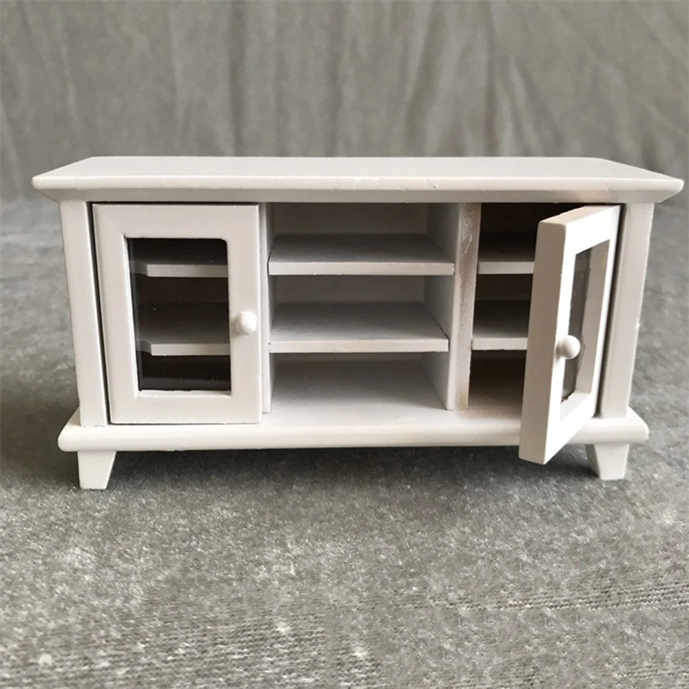 

1/12 Dollhouse Miniature Accessories Mini Wooden TV Cabinet Simulation TV Stand Furniture Toys for Doll House Decoration