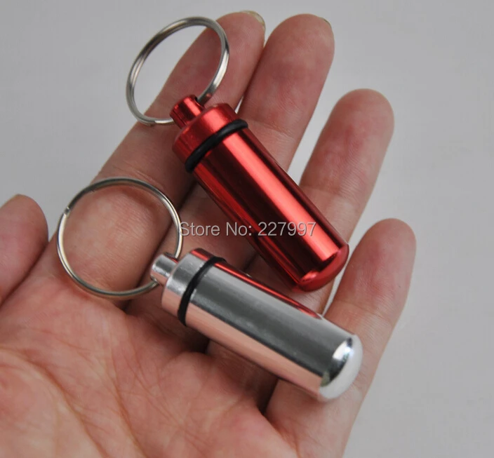 

Free Shipping 1000Pcs DIY Waterproof Aluminum Pill Box Case Pill Container Bottle Drug Holder Keychain Promotional Gifts