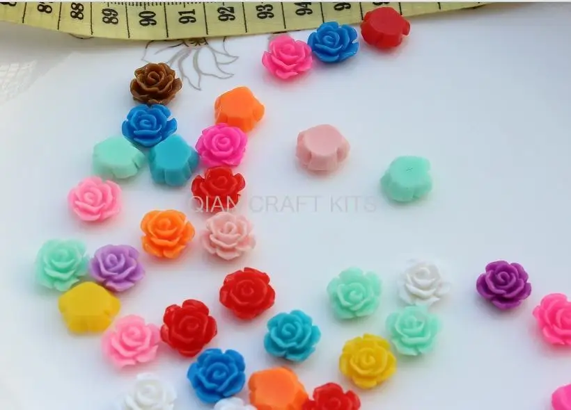 300pcs Resin rose flower flatback resin cabochons mixed colors 13mm for nail art,cell pnone decor,Jewelry sets