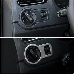 Cotochsun Car Interior Headlight Switch Decorative Frame stainless steel case Fit For VW Volkswagen Polo 2011-2018 Car Styling