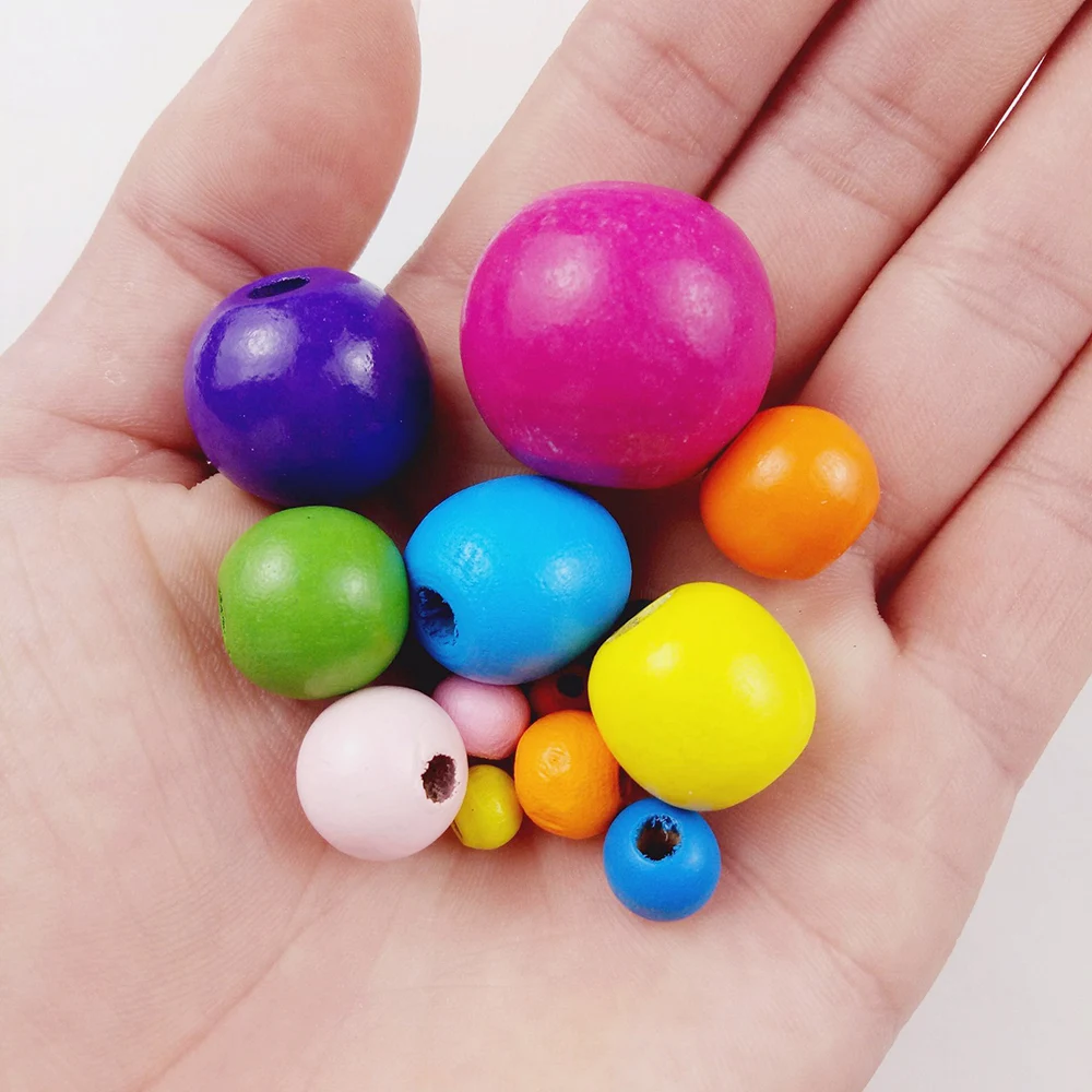 JHNBY Multicolor Wood Beads 4/6/8mm Round Wooden Beads For Jewelry Making DIY Spacer Loose Beads Findings Bracelets Necklaces