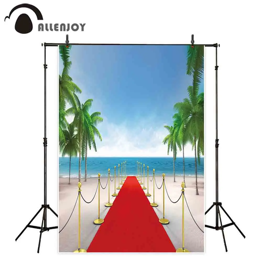 Allenjoy – arrière-plan de photographie, tapis rouge de plage, cocotier, fond de mer, pour studio photo