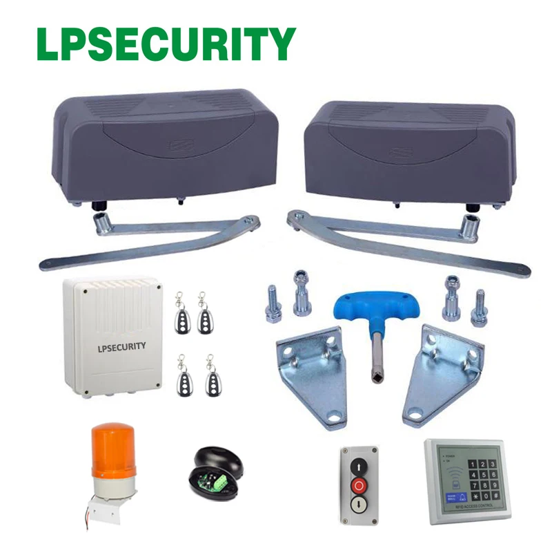 LPSECURITY 400kg per leaf Articulated Swing Gate Opener kit for  Swing Gates(sensor lamp gsm module button keypad optional)