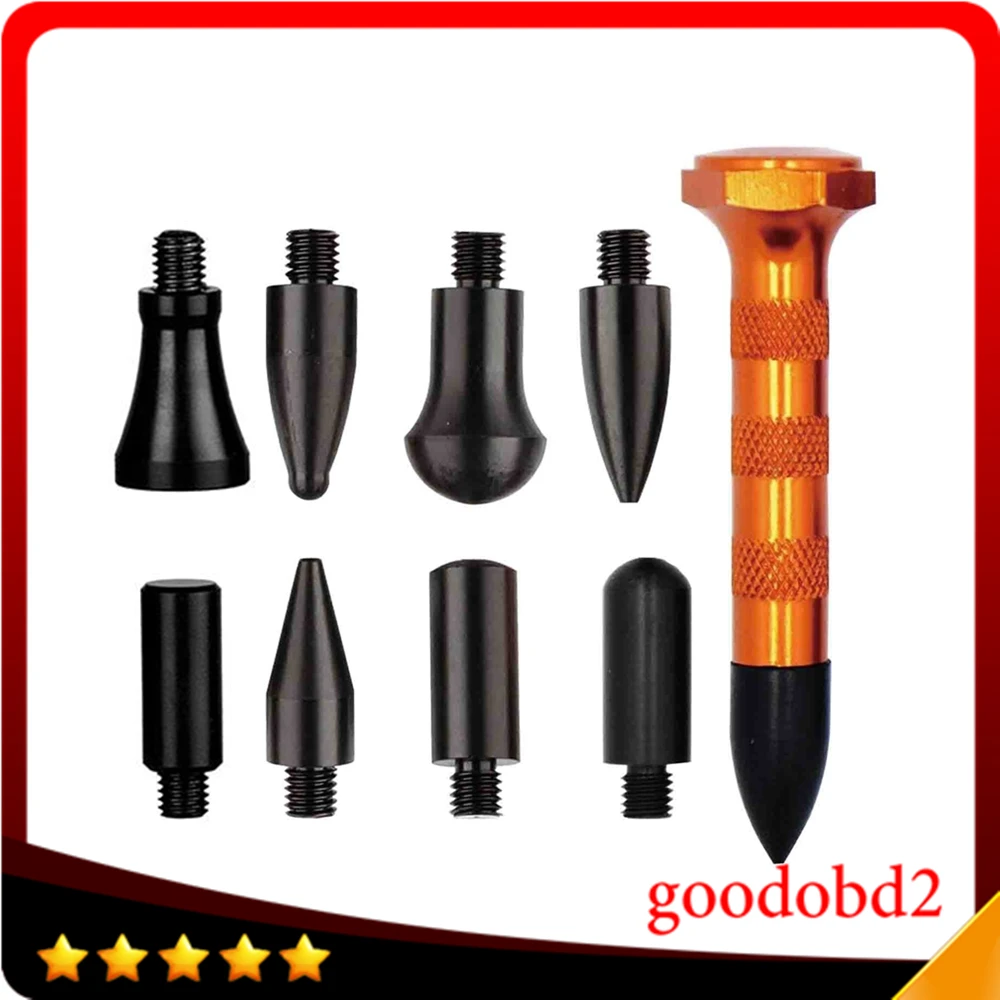 9pcs Down Knockdown Tool Paintless Dent Removal Tool Screw-On Tips Tap Down Tool Tips 9 Heads