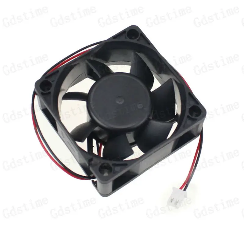 Gdstime 1 Pieces DC 12V 2pin 60mm x 60mm x 25mm 6cm 6025 Black Plastic Brushless Cooling Fan