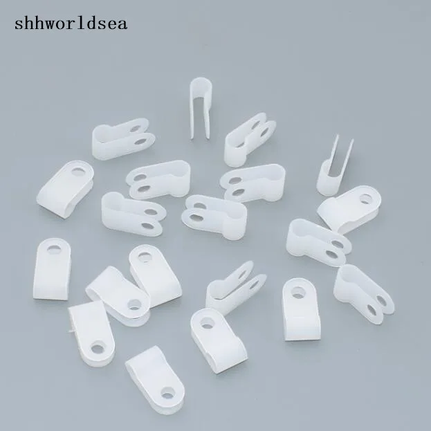 shhworldsea 1000pcs 8.4mm Nylon White auto Cable Hose P Clamp Clips C R