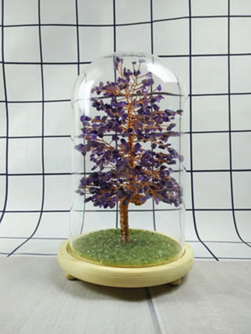 

Pure handmade natural amethyst tree glowing glass cover