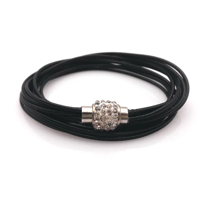 2024 Hot Selling Vintage Charm Multilayer Red Leather Bracelet Rhinestone Bracelet Magnetic Buckle Cuff Bracelets For Women