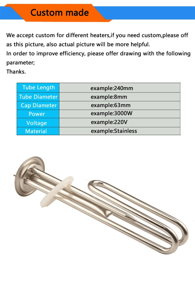 63 mm Kappe, 220 V, 1,5 kW/2 kW/3 kW, Butan-Gas-Warmwasserbereiter – Widerstandsheizelement für Wärmepumpe, Poolheizung, 2 Sonde – Detail 5