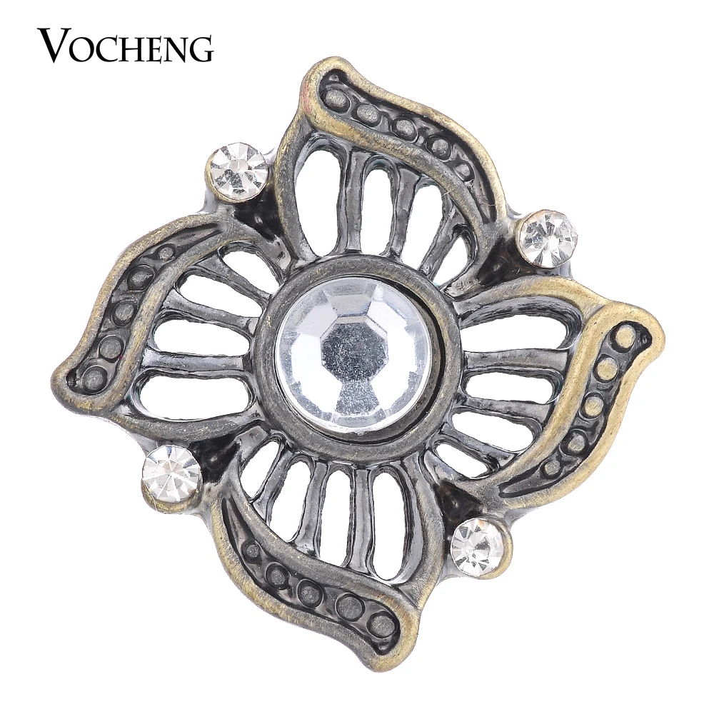 Vocheng Snap Charms 18mm Vintage Bronze Hollow out Inlaid Crystal Charms Jewelry Vn-1370