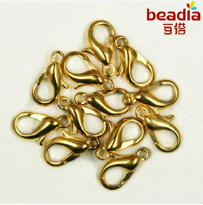 12pcs Gold/Rhodium/Vintage Bronze Plated Lobster Clasps Hooks Jewelry Findings 12mm Free Shipping