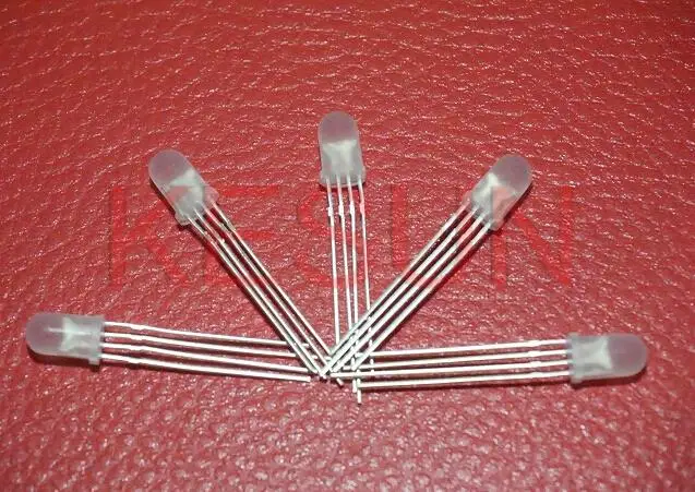 

1000PCS x 5mm RGB Diffused 4pin Long Leg Superbright Common Anode/Cathode Tricolor Diffused LED Emitting Diode Lamp Wide Angle