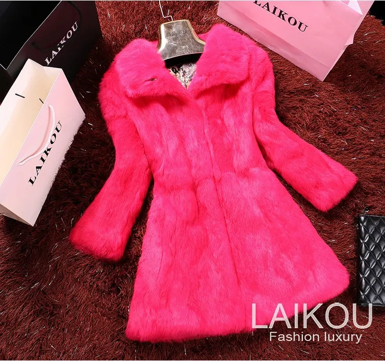 

2016 new real Rabbit Fur Coat women full pelt rabbit fur jacket Winter long Fur Waistcoat customized big size free shipping J36