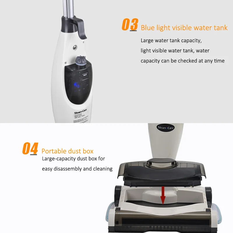 Интеллектуальный Электрический пароочиститель, бытовая 2 в 1, подметающая машина для уборки, высокотемпературная Паровая очистка