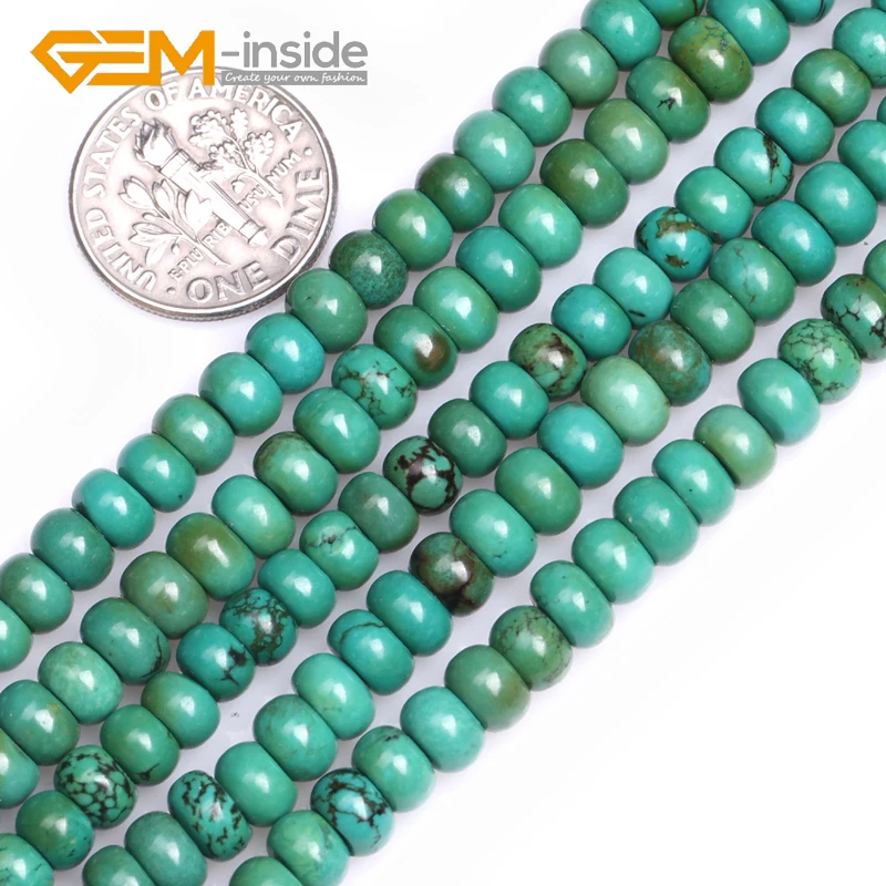 Rondelle Old Natural Turquoises Spacer Stone Beads DIY  Beads For Jewelry Making Bracelet Necklace Sets Strand 15\