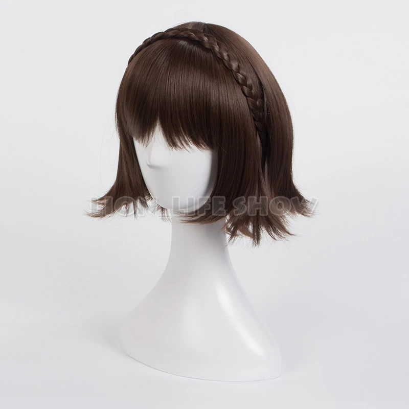 Jeu vidéo Persona 5 Makoto Niijima Marron Courte Cosplay Pleine Perruques Cheveux