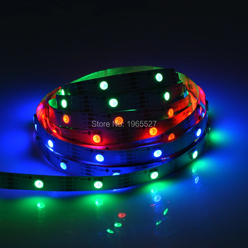 5M 30LEDs/m 5V HD107S(APA102/APA107)RGB Pixel LED Strip Light 5050 SMD Digital Flexible Tape Lamp,Non-waterproof IP20;WHITE PCB