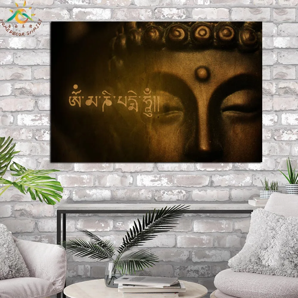 الذهبي بوذا الحديثة جدار الفن طباعة صورة وملصق الإطار شنقا التمرير قماش اللوحة الديكور لغرفة المعيشة