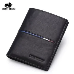 Bagressions DENIM marque véritable première couche en cuir court portefeuille d'affaires classique sac à main hommes portefeuille porte-cartes décontracté sac à main N4437-2