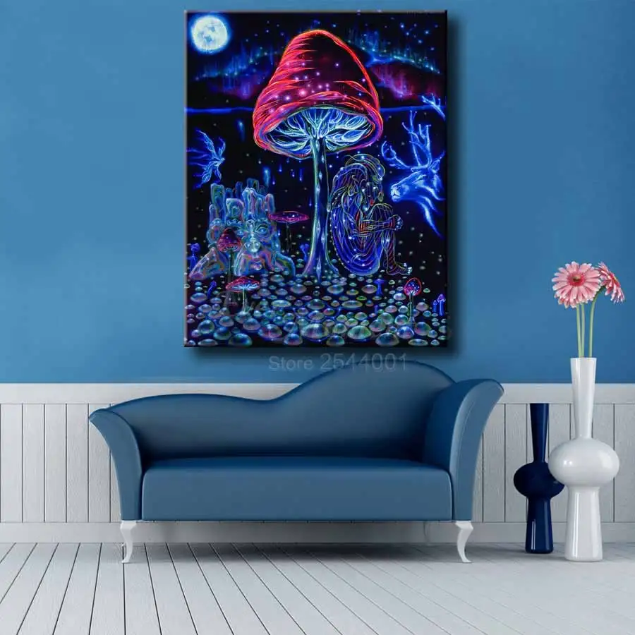 DIY 5D diamond painting dark psychedelic magic mushrooms trippy 3d diamond embroidery painting wall picture full layout ASF755