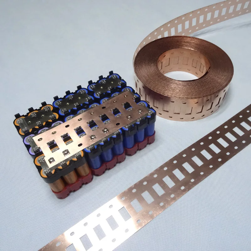 Tira de cobre da bateria 18650, conector de cobre de alta potência para bateria de íon de lítio, coletor de corrente de cobre pode cortar comprimentos diferentes