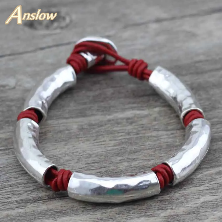 Anslow gioielli di moda festa calda matrimonio compleanno fatto a mano fascino fai da te Bijoux bracciale in pelle da uomo per donna uomo regalo