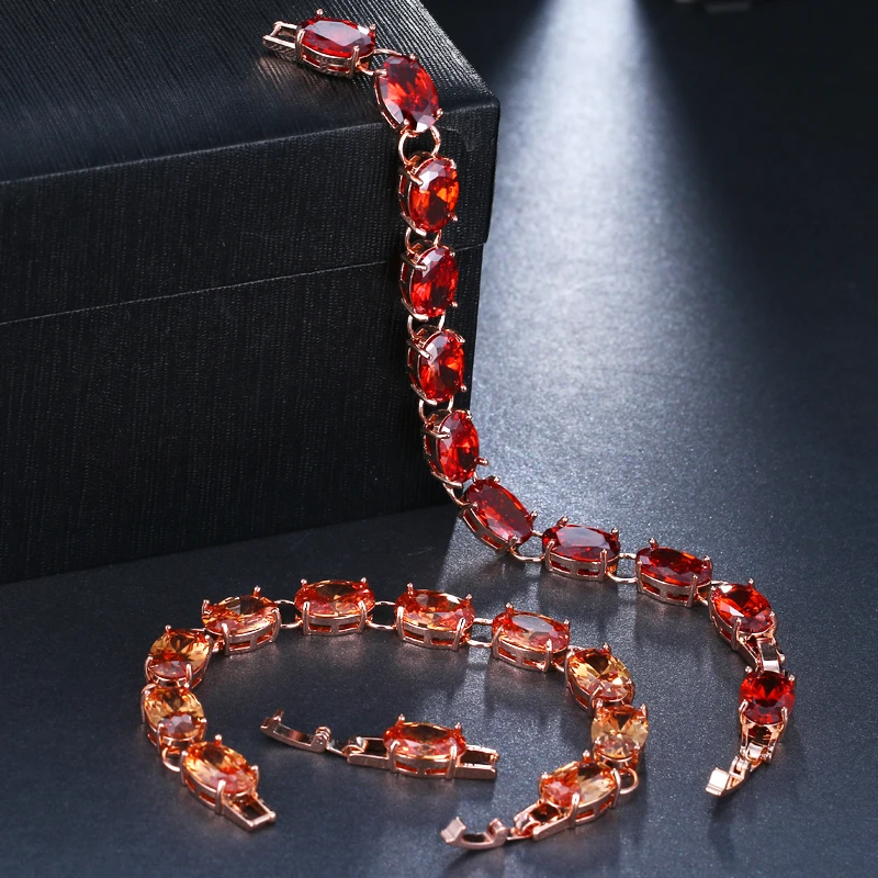 EMMAYA  Top Quality Fashion Luxury Red CZ Crystal Bracelets For Women Charm Bracelets Bangle Jewelry Gift