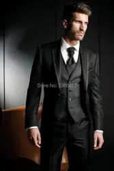 JELTONEWIN Costume Homme 2021 New Arrival 3 Pieces Black Formal Suits Bridegroom Smoking Wedding Suits For Men Jacket Vest Pant