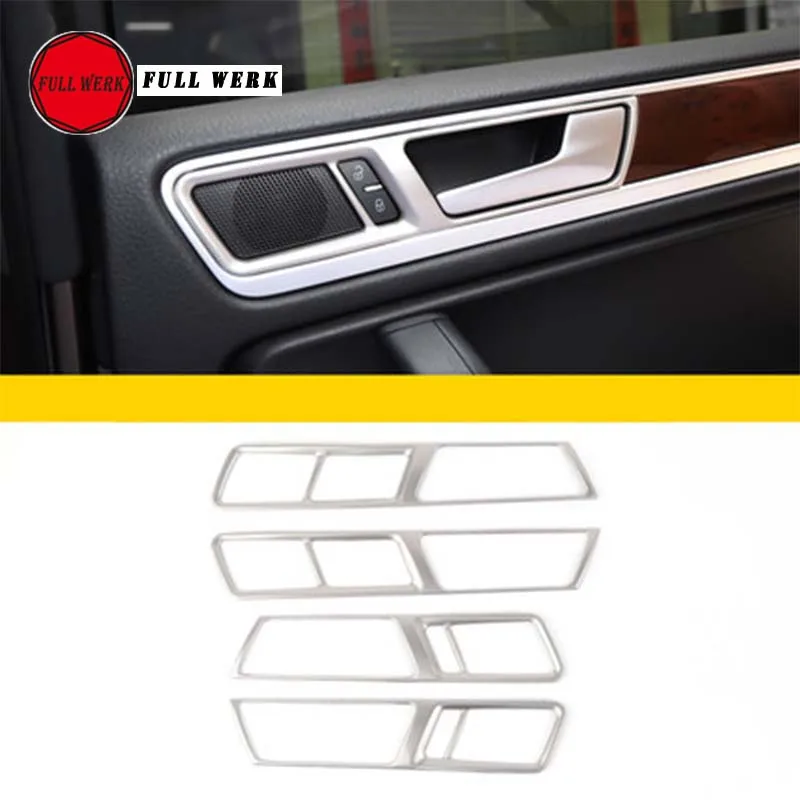 Set of 4pcs Car Styling Inner Door Handle Trim Decoration Sticker Cover for VW Touareg 2011 2012 2013 2014 2015 2016 2017 2018