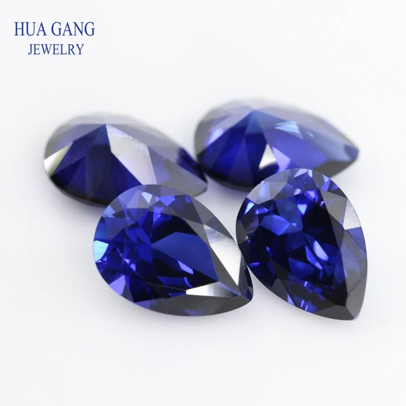 34# Sapphire Gems Stone 2x3~15x20mm Pear Cut Blue Stone Synthetic Corundum Gems Stone For jewelry Wholesale image 4