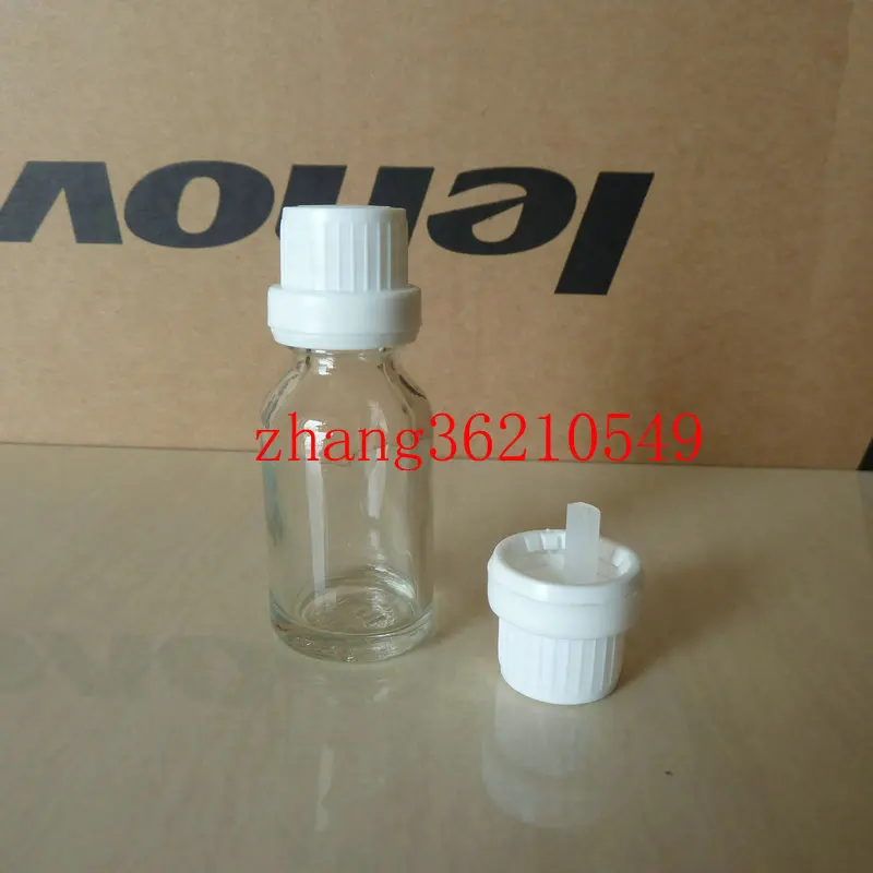 30pcs 10ml clear/transparent Glass Essential Oil Bottle With white plastic burglarproof cap, 10ml glass Essential Oil Container