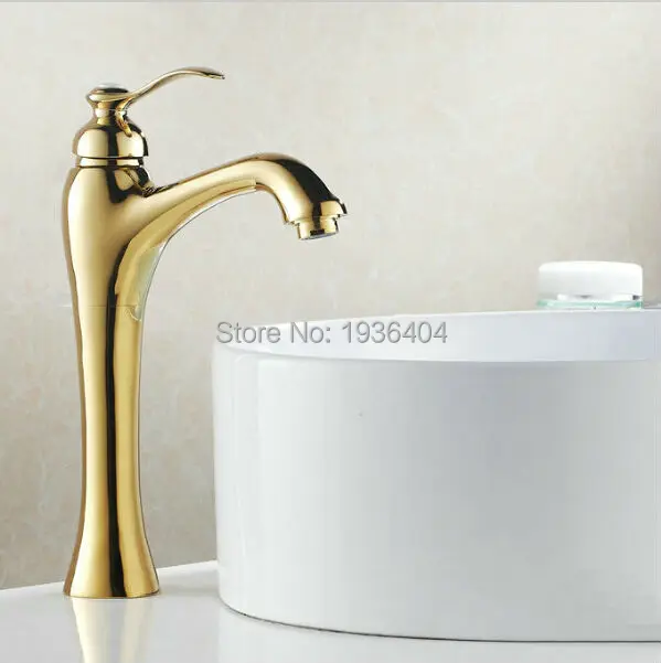 Wholesale and Retail  Golden Basin Mixer Taps Single Handle Deck Mounted Torneira Banheiro Sink Faucet  G1012