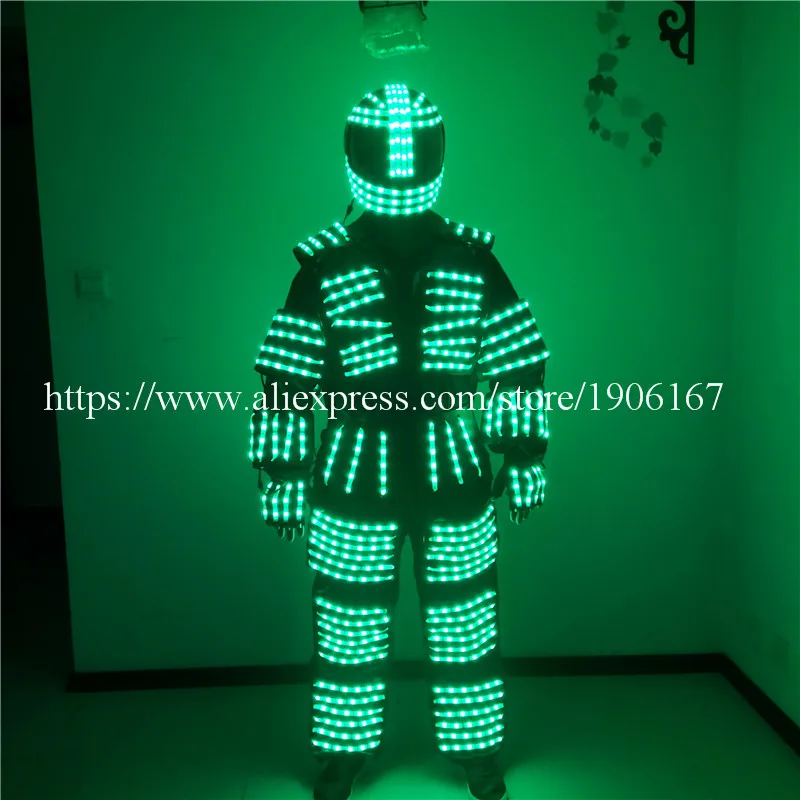 Colorful led luminous robot suit with helmet and gloves party stage show dj singer performance clothes