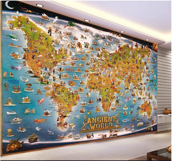 Custom papel DE parede infantil large murals aquarium world map for children room sitting room wall vinyl which papel DE parede