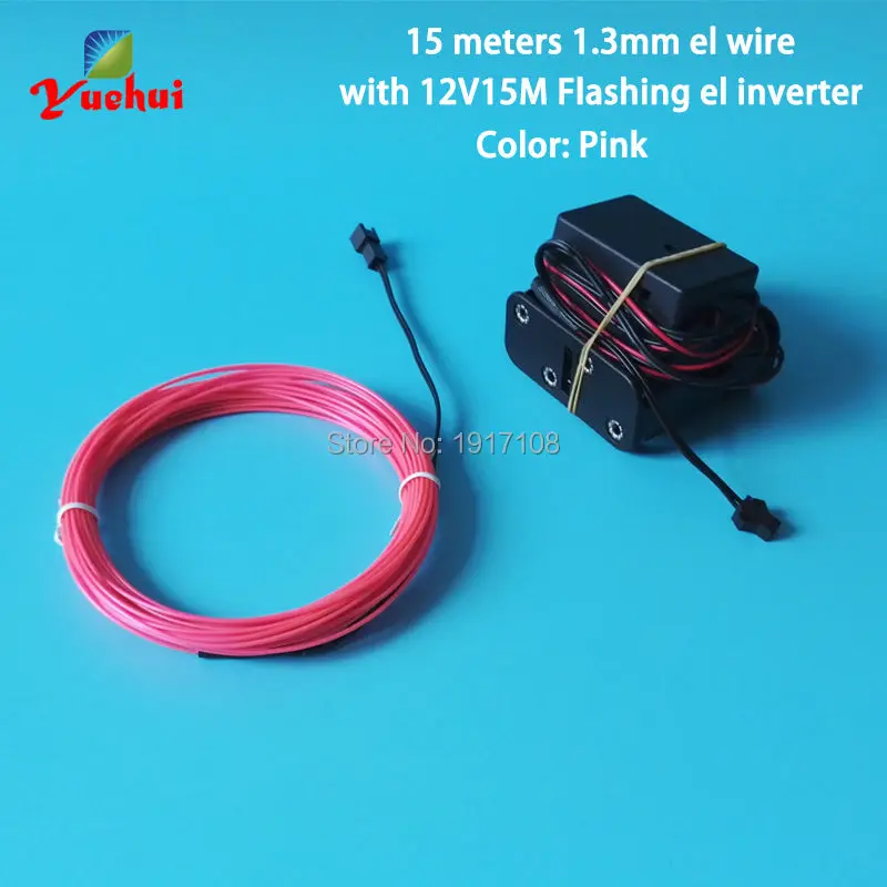 10 colors choice 15M 1.3mm EL Wire Flexible Neon cold glowing Light Tube Rope Powered by DC12V For Wedding house Party decor