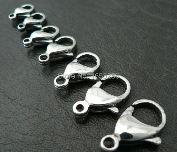 100pcs/ Lot 13mm Stainless Steel Lobster Clasp Fit Necklace Jewelry Findings Marking DIY