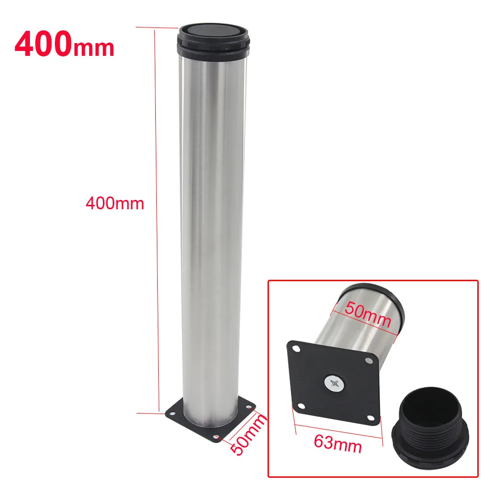 4pcs 400mm Length Furniture Legs Adjustable 15mm Silver Tone Stainless Steel Table Bed Sofa Leveling Foot Cabinet Legs