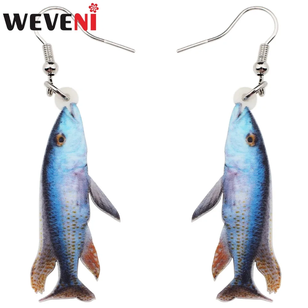 WEVENI Acrylic Blue Moonlight Angel Fish Earrings Dangle Drop Ocean Sea Lightweight Jewelry For Girls Women Ladies Teens Bijoux