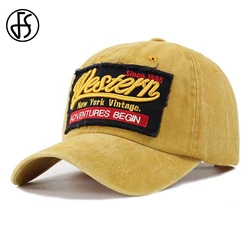 FS 2024 Red Yellow Vintage Brand Baseball Hat For Men Women Casual Sunshade Face Cap Outdoor Sports Trucker Hats Casquette Femme