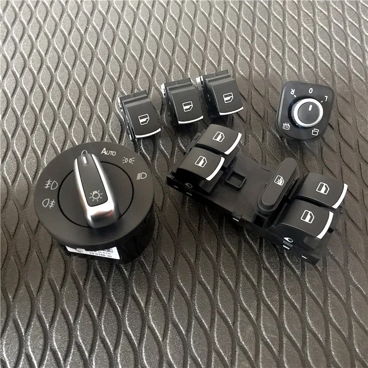 

For VW Golf 6 Jetta 5 passat B6 B7 Tiguan Chrome Headlight Switches Side Mirror Push Button Master Window Switch