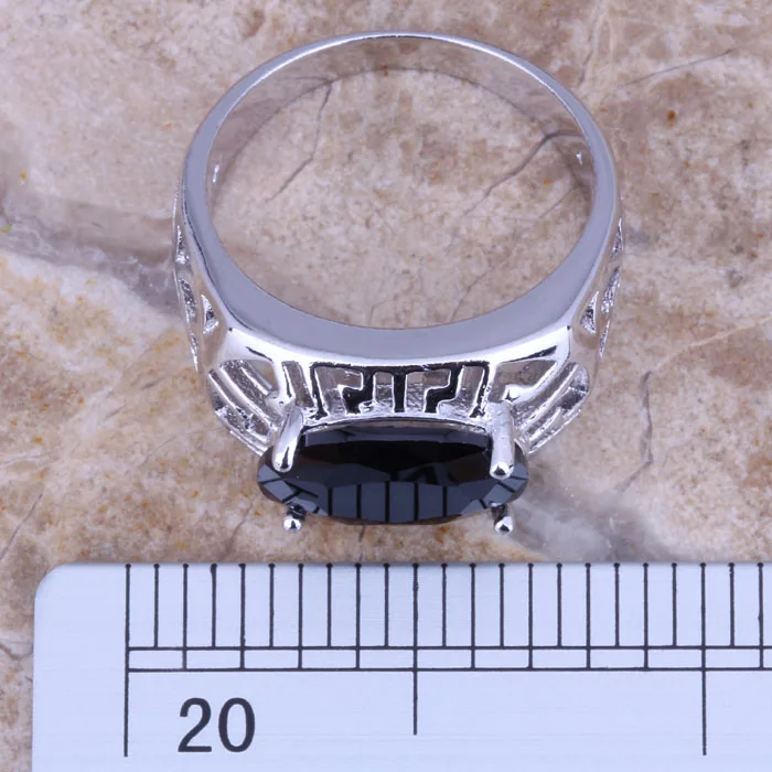 Exclusive Black Cubic Zirconia Silver Plated  Ring Size 6 / 7 / 8 / 9 R0264