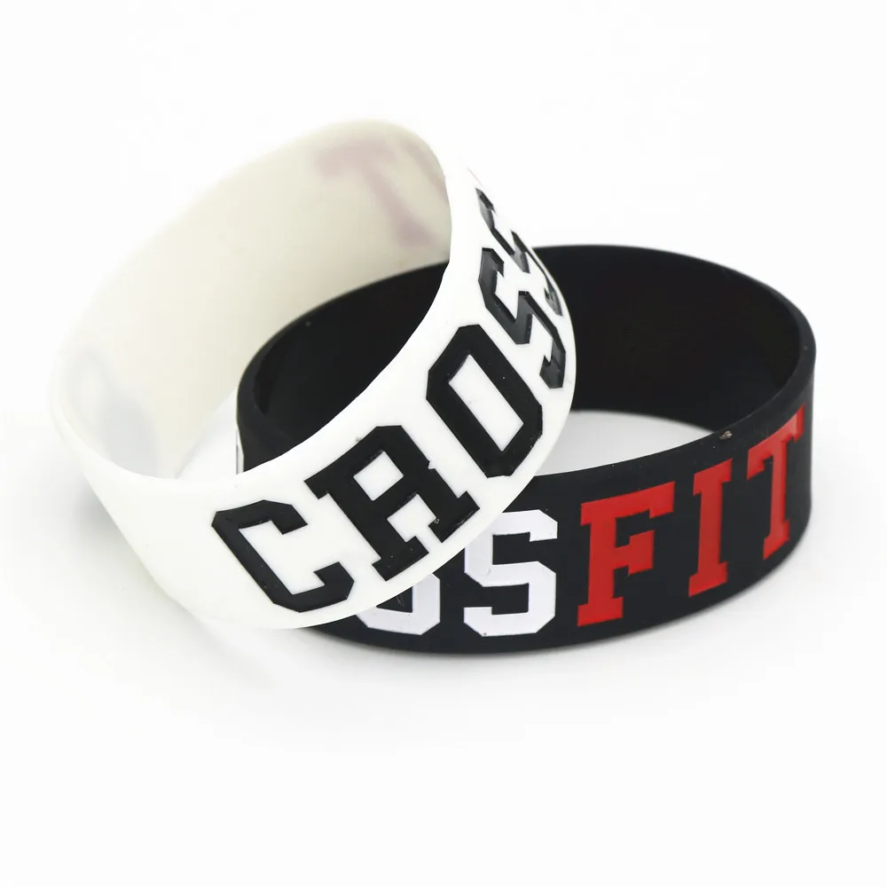 1PC New Fashion Jewelry CROSS FIT BRACELETS Black White Silicone Rubber CrossFit Bracelets & Bangles Wristbands Bands SH042