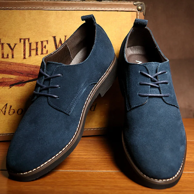 Brand Italy Shoes Man Oxford Shoes Fashion Nubuck Genuine Leather Anti Slip Lace-Up Oxford Moccasins Flat Men Shoes